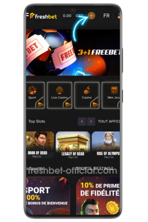 Menu dépôt casino Freshbet options paiement cryptomonnaie