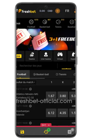 Menu de navigation section paris sportifs Freshbet