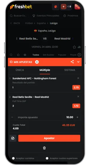 Ticket de apuesta FreshBet