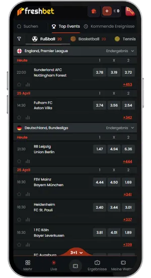 Freshbet Sportwetten Bereich Navigation Deutschland