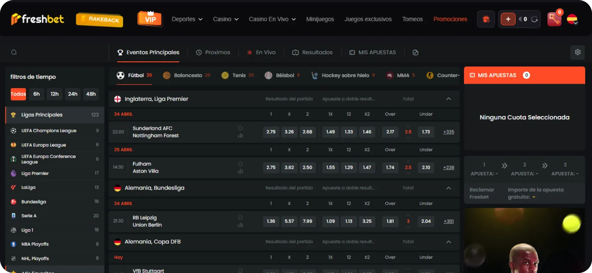 Apuestas deportivas Freshbet España