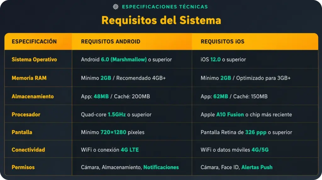 Requisitos mínimos iOS Freshbet