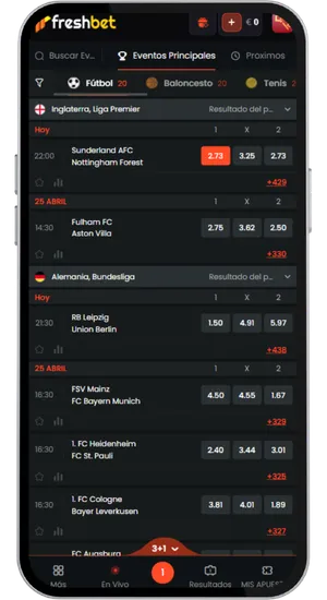Sección apuestas deportivas FreshBet